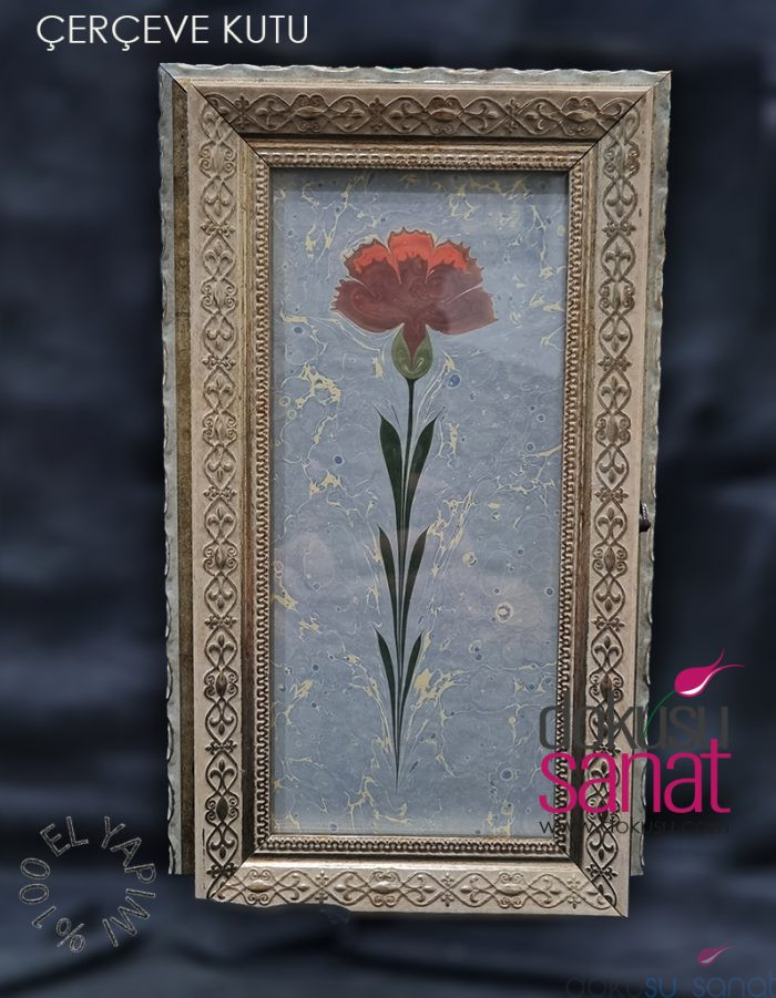 Hediyelik el yapımı ebrulu kutu