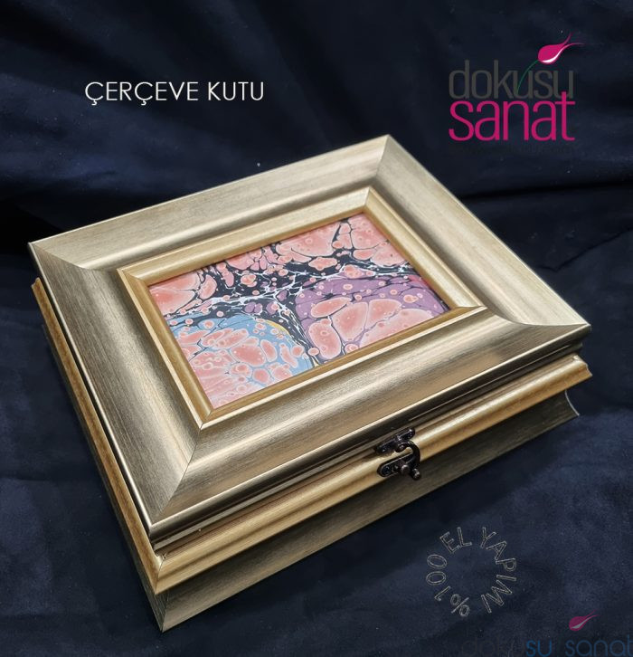 özel el yapımı hediyelik ebrulu kutu